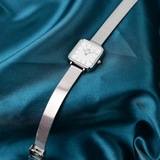 Daniel Wellington Quadro Studio White Dial Silver Mesh Bracelet Watch For Women - DW00100521 Authentic Buy Shop Now