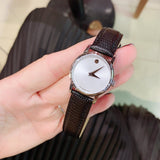 Movado Museum Silver Dial Black Leather Strap Watch For Women - 2100003 Authentic Buy Shop Now