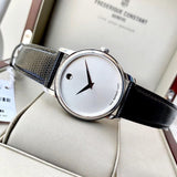 Movado Museum Quartz Silver Dial Black Leather Strap Watch For Men - 2100001 Authentic Buy Shop Now