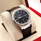 Salvatore Ferragamo F-80 Classic Black Dial Black Leather Strap Watch for Men - SFDT00219 Authentic Buy Shop Now