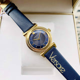 Versace Greca Blue Dial Blue Leather Strap Watch for Women - VERE00218 Authentic Buy Shop Now