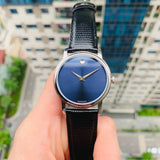 Movado Museum Blue Dial Black Leather Strap Watch For Men - 2100009 Authentic Buy Shop Now