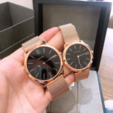 Calvin Klein Minimal Black Dial Rose Gold Mesh Bracelet Watch for Men - K3M2162Y Authentic Buy Shop Now