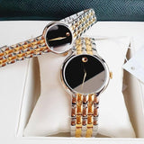 Movado Veturi Quartz Black Dial Two Tone Steel Strap Watch for Men - 0606932 Authentic Buy Shop Now