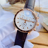 Tissot Quickster Chronograph 42mm White Dial Brown Leather Strap Watch For Men - T095.417.36.037.00 Authentic Buy Shop Now