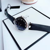 Gucci Diamantissima Diamonds Black Dial Black Leather Strap Watch For Women - YA141403 Authentic Buy Shop Now