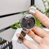 Calvin Klein Wavy Black Dial Silver Steel Strap Watch for Women - K9U23141 Authentic Buy Shop Now