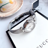 Gucci Diamantissima Quartz Diamonds Mother of Pearl Dial Silver Mesh Bracelet Watch for Women - YA141504 Authentic Buy Shop Now