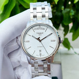 Tissot T Classic Automatic III Day Date White Dial Silver Steel Strap Watch for Men - T065.930.11.031.00 Authentic Buy Shop Now