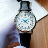 Citizen Eco Drive Silver Dial Black Leather Strap Watch For Men - AO9000-06B Authentic Buy Shop Now