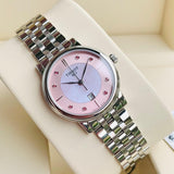 Tissot Carson Premium Lady Mother of Pearl Pink Dial Silver Steel Strap Watch For Women - T122.210.11.159.00 Authentic Buy Shop Now