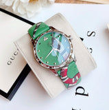 Gucci G Timeless Le Marche Des Merveilles Green Dial Green Leather Strap Watch for Women - YA1264081 Authentic Buy Shop Now