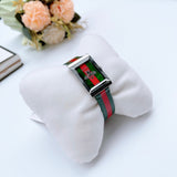 Gucci G Frame Quartz Green & Red Mother of Pearl Dial Multicolor Leather Strap Watch For Women - YA147408 Authentic Buy Shop Now