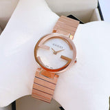 Gucci G Interlocking Mother of Pearl Dial Rose Gold Steel Strap Watch For Women - YA133515 Authentic Buy Shop Now