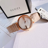 Gucci G Interlocking Mother of Pearl Dial Rose Gold Steel Strap Watch For Women - YA133515 Authentic Buy Shop Now