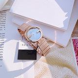 Gucci G Interlocking Mother of Pearl Dial Rose Gold Steel Strap Watch For Women - YA133515 Authentic Buy Shop Now