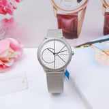 Calvin Klein Minimal White Dial Silver Mesh Bracelet Watch for Women - K3M5215X Authentic Buy Shop Now