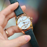 Tissot T Wave Diamond Mother of Pearl Dial Black Leather Strap Watch For Women - T112.210.36.111.00 Authentic Buy Shop Now