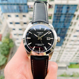 Tissot Gentleman Powermatic 80 Silicium Black Dial Black Leather Strap Watch For Men - T127.407.16.051.00 Authentic Buy Shop Now