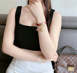 Versace Medusa Lock Icon Gold Dial Red Leather Strap Watch for Women - VEDW00319 Authentic Buy Shop Now