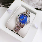 Bulova Crystal Collection Blue Mother of Pearl Dial Silver Steel Strap Watch for Women - 96L238 Authentic Buy Shop Now