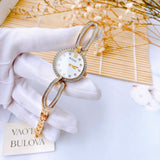 Bulova Crystal Collection Mother of Pearl Dial Gold Steel Strap Watch for Women - 98L225 Authentic Buy Shop Now