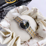 Movado Veturi Quartz Black Dial Two Tone Steel Strap Watch for Women - 0606933 Authentic Buy Shop Now