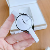 Calvin Klein Rebel White Dial White Leather Strap Watch for Women - K8P231L6 Authentic Buy Shop Now