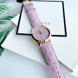 Gucci G Timeless Quartz Lilac Dial Lilac Leather Strap Watch For Women - YA1264098 Authentic Buy Shop Now