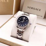 Versace Hellenyium Black Dial Silver Steel Strap Watch for Women - V12020015 Authentic Buy Shop Now