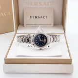 Versace Hellenyium Black Dial Silver Steel Strap Watch for Women - V12020015 Authentic Buy Shop Now