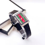 Gucci G-Frame Mother of Pearl Green & Red Dial Black Leather Strap Watch For Women - YA147403 Authentic Buy Shop Now