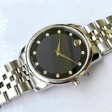 Movado Museum Classic Black Dial Silver Steel Strap Watch For Women - 0606858 Authentic Buy Shop Now