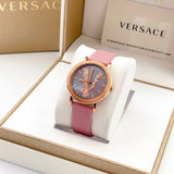 Versace Virtus Quartz Grey Dial Pink Leather Strap Watch for Women - VEHC00319 Authentic Buy Shop Now