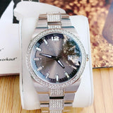 Bulova Crystal Collection Brown Dial Silver Steel Strap Watch for Men - 96B221 Authentic Buy Shop Now