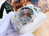 Bulova Crystal Collection Brown Dial Silver Steel Strap Watch for Men - 96B221 Authentic Buy Shop Now