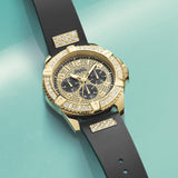 Guess Frontier Crystals Black Dial Black Silicone Strap Watch For Men - W1132G1 Authentic Buy Shop Now
