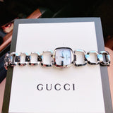 Gucci G Gucci Diamonds Mother of Pearl Dial Silver Steel Strap Watch For Women - YA125502 Authentic Buy Shop Now