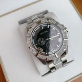 Bulova Crystal Collection Chronograph Black Dial Two Tone Steel Strap Watch for Men - 96C126 Authentic Buy Shop Now