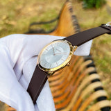 Calvin Klein Minimal White Dial Brown Leather Strap Watch for Men - K3M216G6 Authentic Buy Shop Now