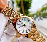 Tissot T Wave Mother of Pearl Dial Rose Gold Steel Strap Watch For Women - T112.210.33.113.00 Authentic Buy Shop Now