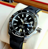 Tag Heuer Aquaracer Calibre 5 Automatic Black Dial Black Rubber Strap Watch for Men - WAY211A.FT6151 Authentic Buy Shop Now
