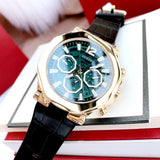 Guess Edge Chronograph Green Dial Black Leather Strap Watch For Men - GW0492G3 Authentic Buy Shop Now
