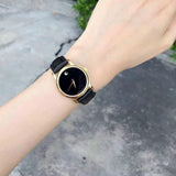 Movado Museum Black Dial Black Leather Strap Watch For Women - 2100006 Authentic Buy Shop Now