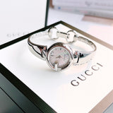 Gucci Guccissima Diamonds Mother of Pearl Dial Silver Steel Strap Watch For Women - YA134303 Authentic Buy Shop Now
