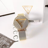 Guess Iconic Diamonds Gold Dial Gold Mesh Bracelet Watch For Women - GW0477L2 Authentic Buy Shop Now