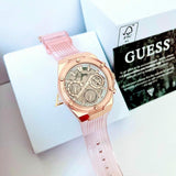 Guess Athena Rose Gold Dial Rose Gold Rubber Strap Watch for Women - GW0409L3 Authentic Buy Shop Now