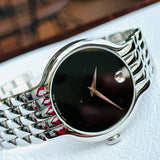 Movado Classic Quartz Black Dial Silver Steel Strap Watch for Men - 0606337 Authentic Buy Shop Now