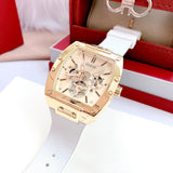 Guess Phoenix Multifunction Gold Dial White Leather Strap Watch for Men - GW0202G6 Authentic Buy Shop Now