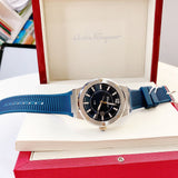 Salvatore Ferragamo F-80 Blue Dial Blue Rubber Strap Watch For Men - SFHY01122 Authentic Buy Shop Now